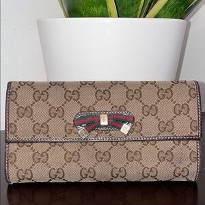 Gucci Brown Wallet with Red and Green Accents